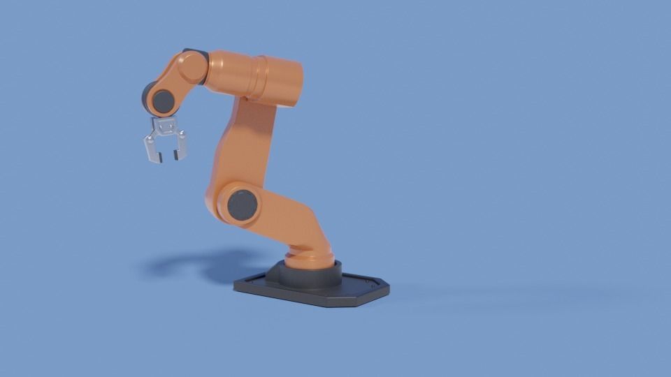Rigged Robot arm Low-poly 3D model_16