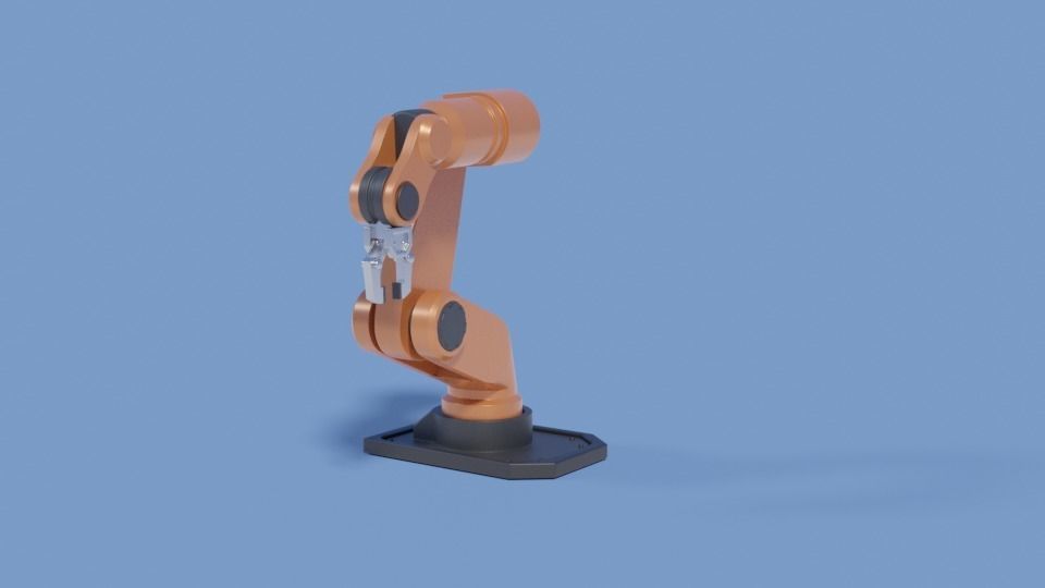 Rigged Robot arm Low-poly 3D model_23