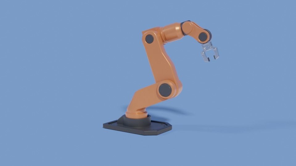 Rigged Robot arm Low-poly 3D model_6