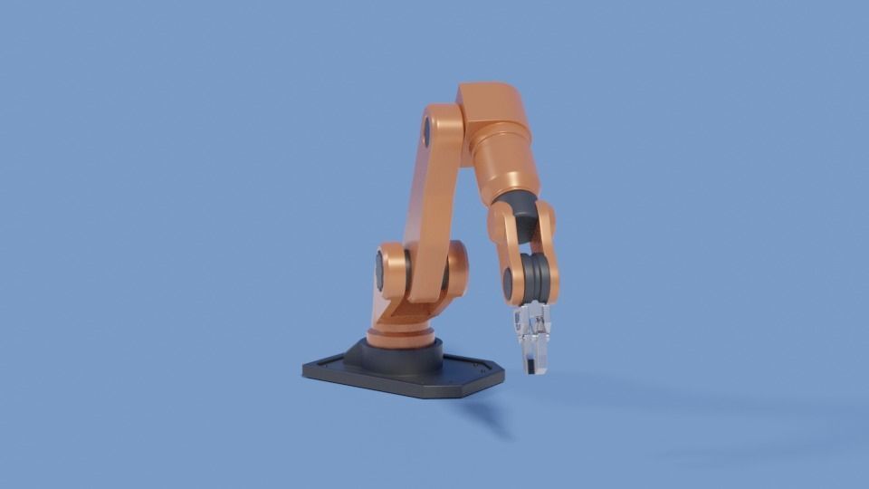 Rigged Robot arm Low-poly 3D model_18