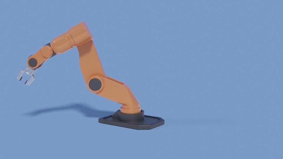 Rigged Robot arm Low-poly 3D model_10