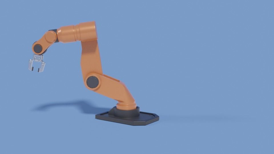 Rigged Robot arm Low-poly 3D model_15