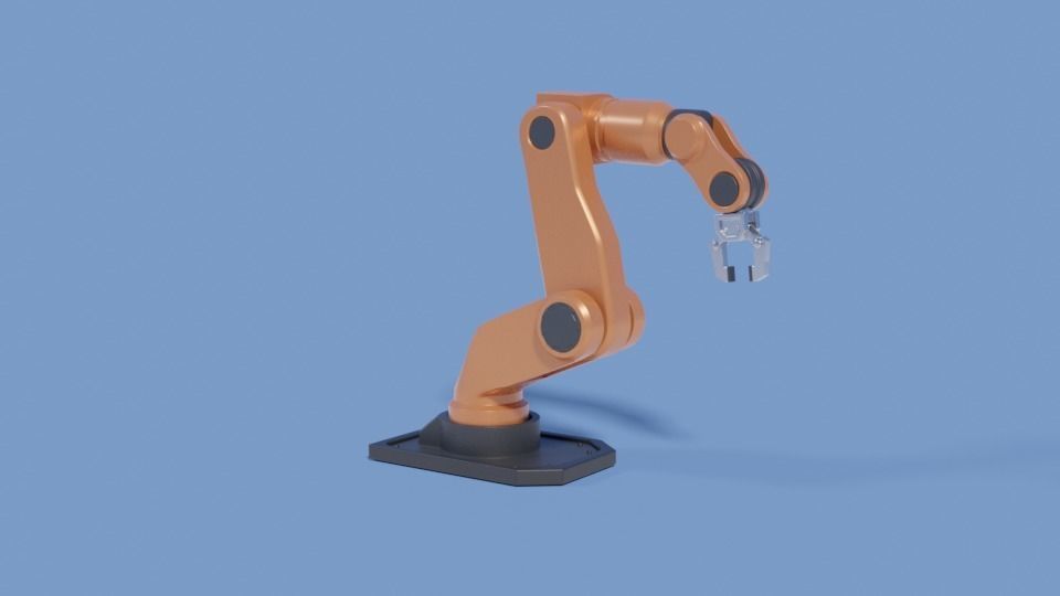 Rigged Robot arm Low-poly 3D model_17