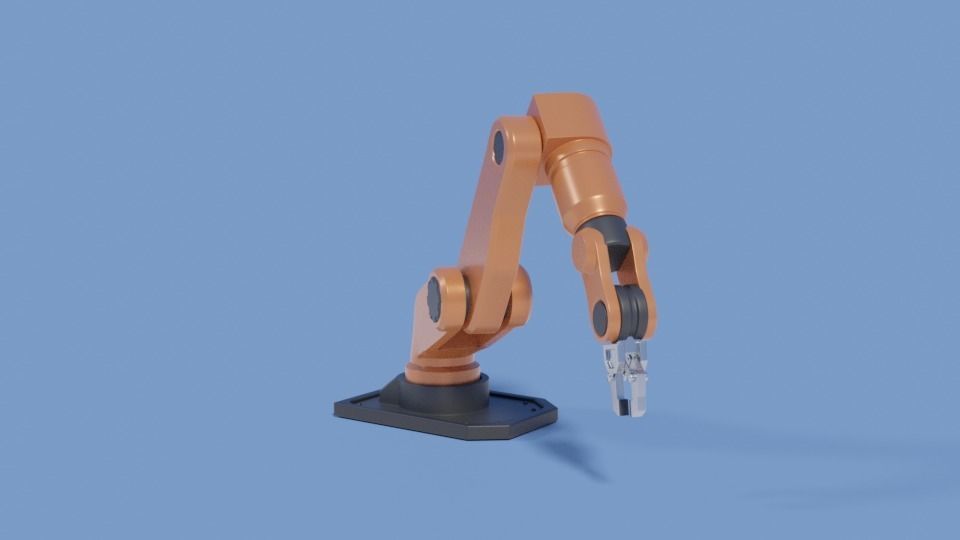 Rigged Robot arm Low-poly 3D model_20