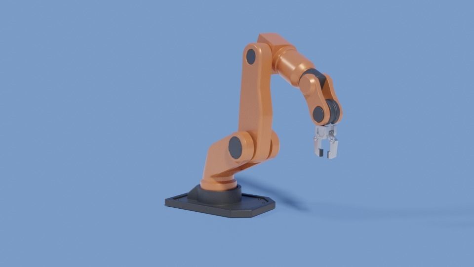 Rigged Robot arm Low-poly 3D model_14