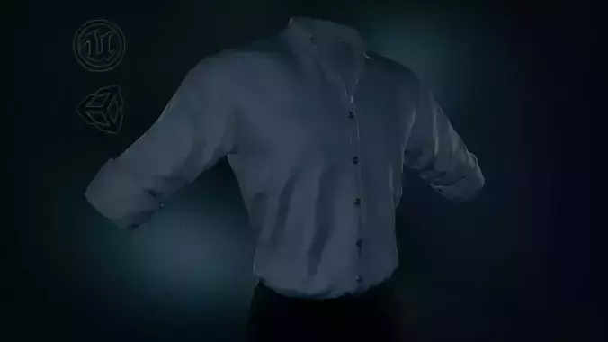 Blue Suit Shirt Rolled Sleeve