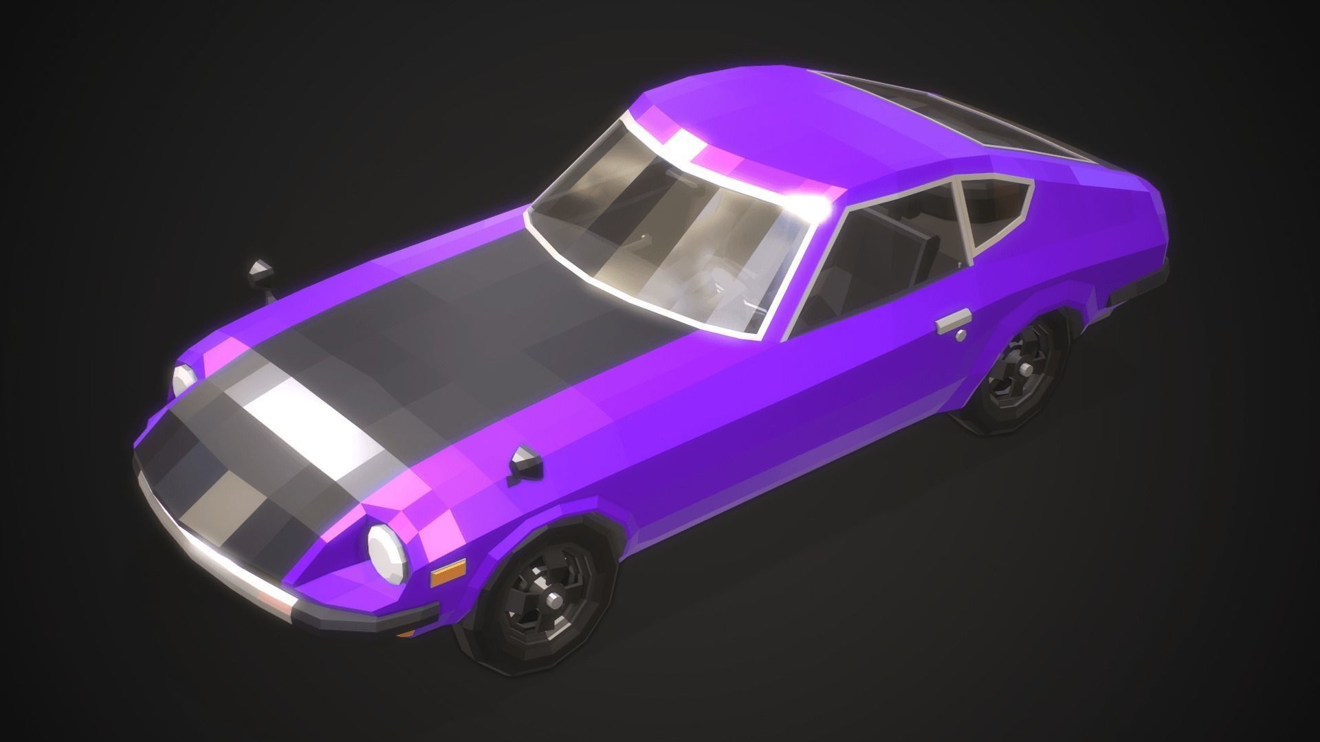 Low-Poly Retro Sports Car 01 Low-poly 3D model_5