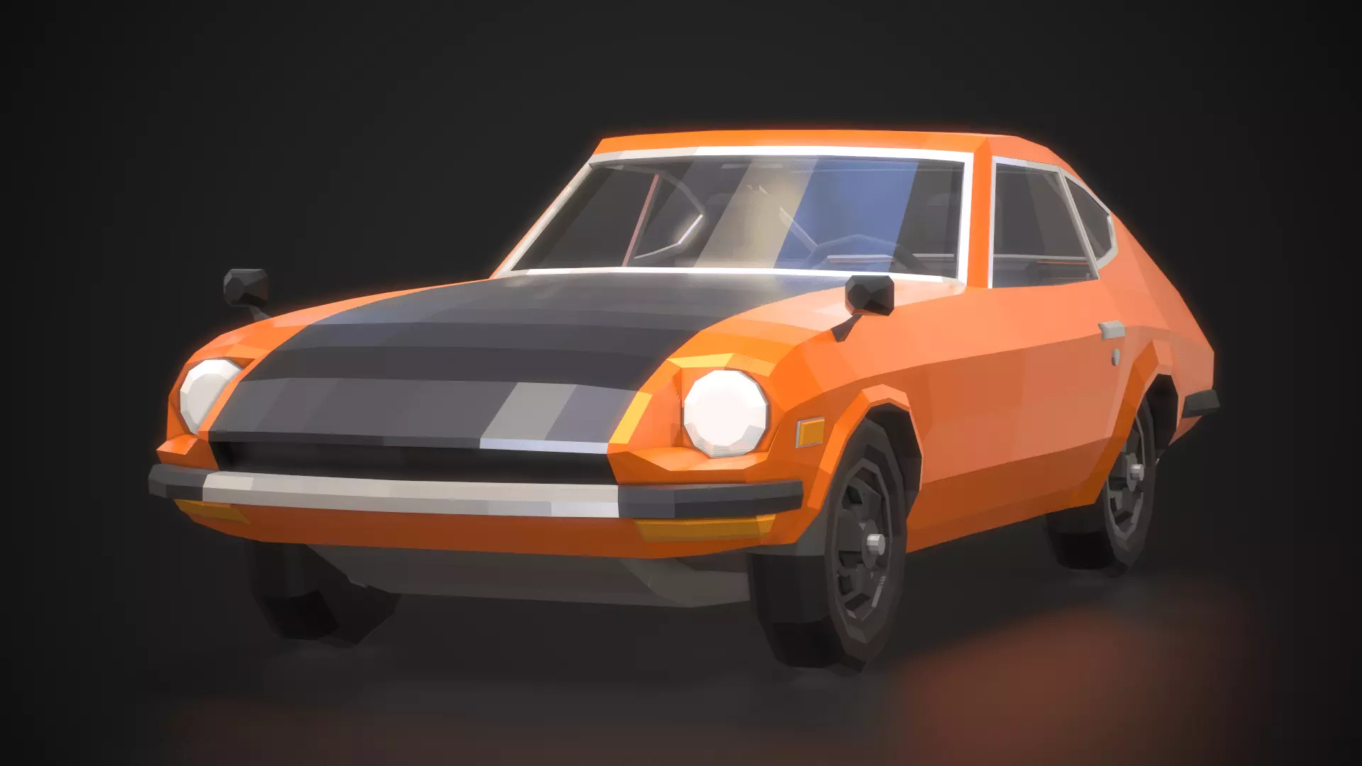 Low-Poly Retro Sports Car 01 Low-poly 3D model_0