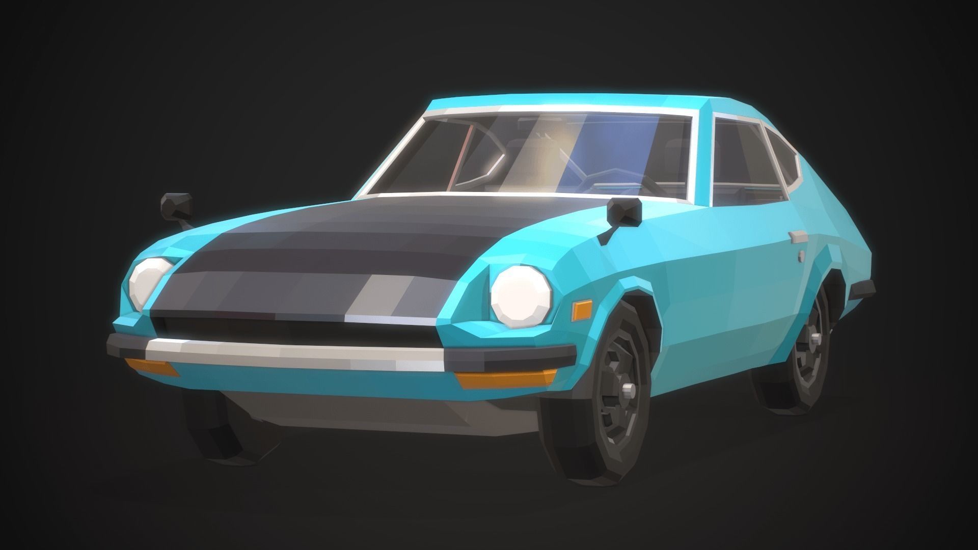 Low-Poly Retro Sports Car 01 Low-poly 3D model_7