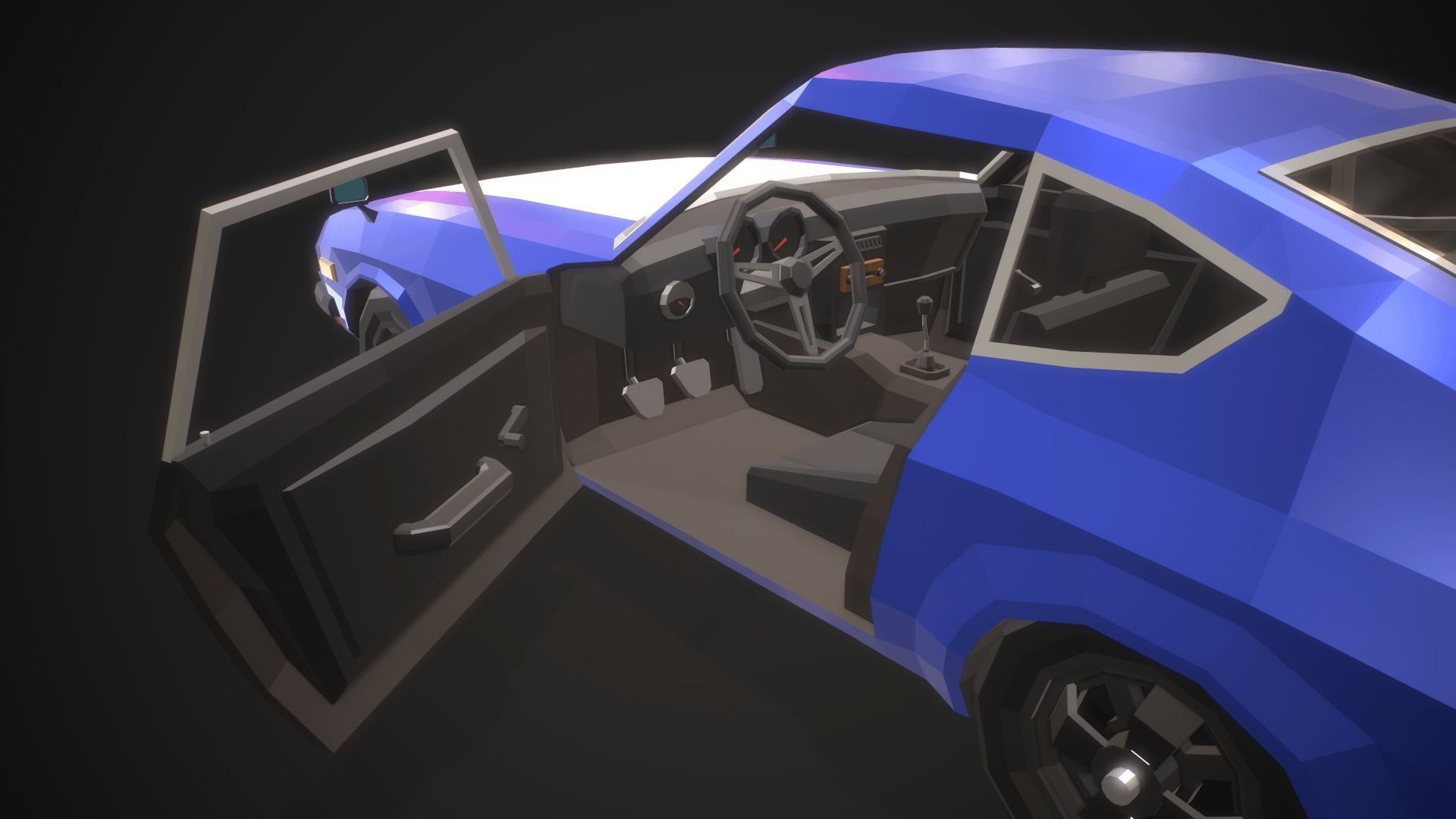 Low-Poly Retro Sports Car 01 Low-poly 3D model_9