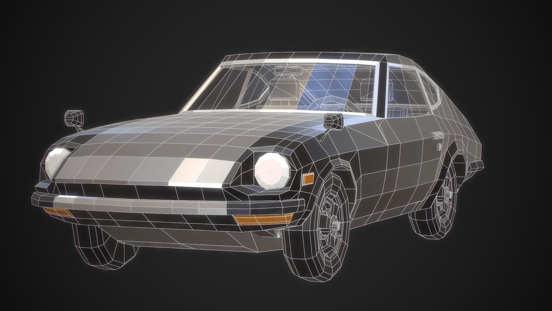 Low-Poly Retro Sports Car 01 Low-poly 3D model_11