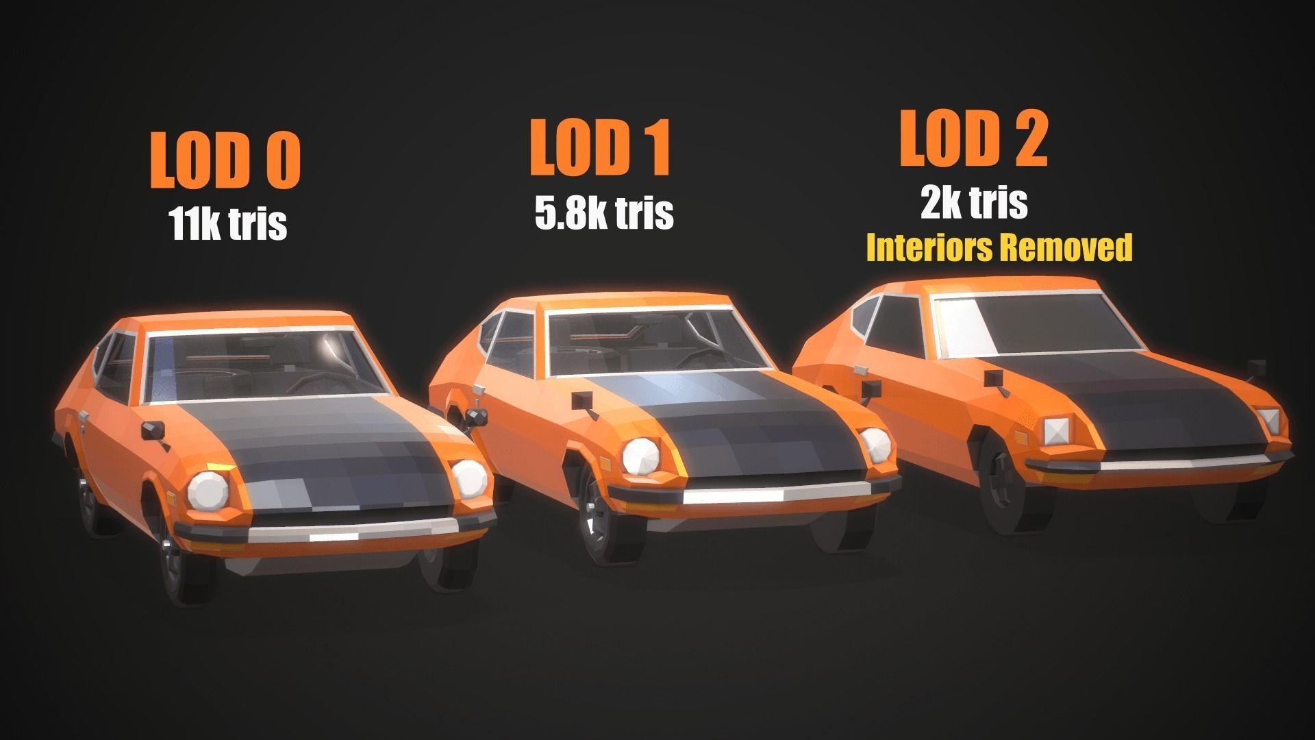 Low-Poly Retro Sports Car 01 Low-poly 3D model_15