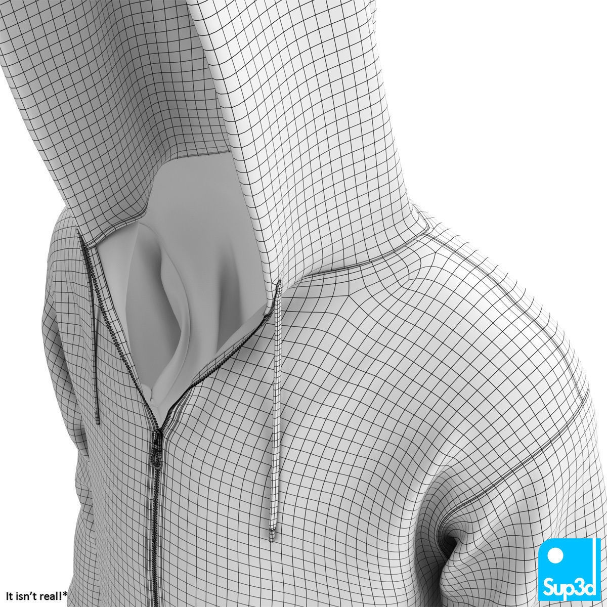 Unisex Zip-Hoodie 3D model_15