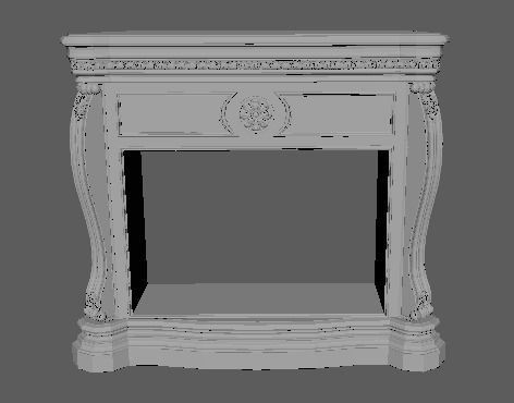 kamin ornate fireplace with gold trim 3D model_2