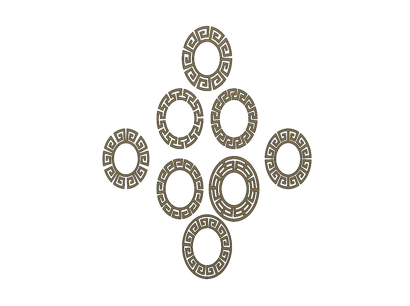 Elliptical Meandre Greek key pattern