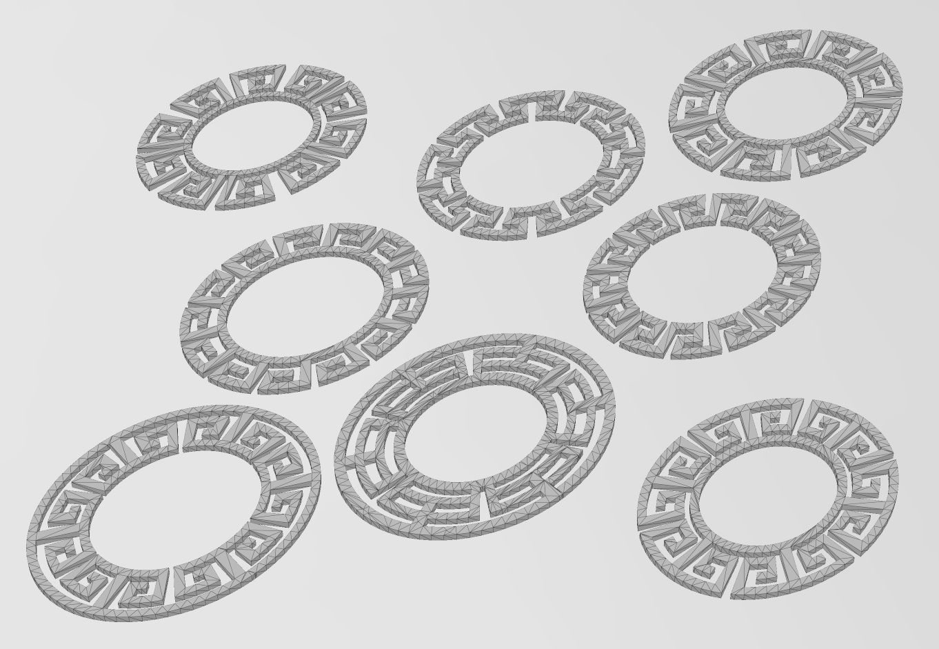Elliptical Meandre Greek key pattern 3D print model_12
