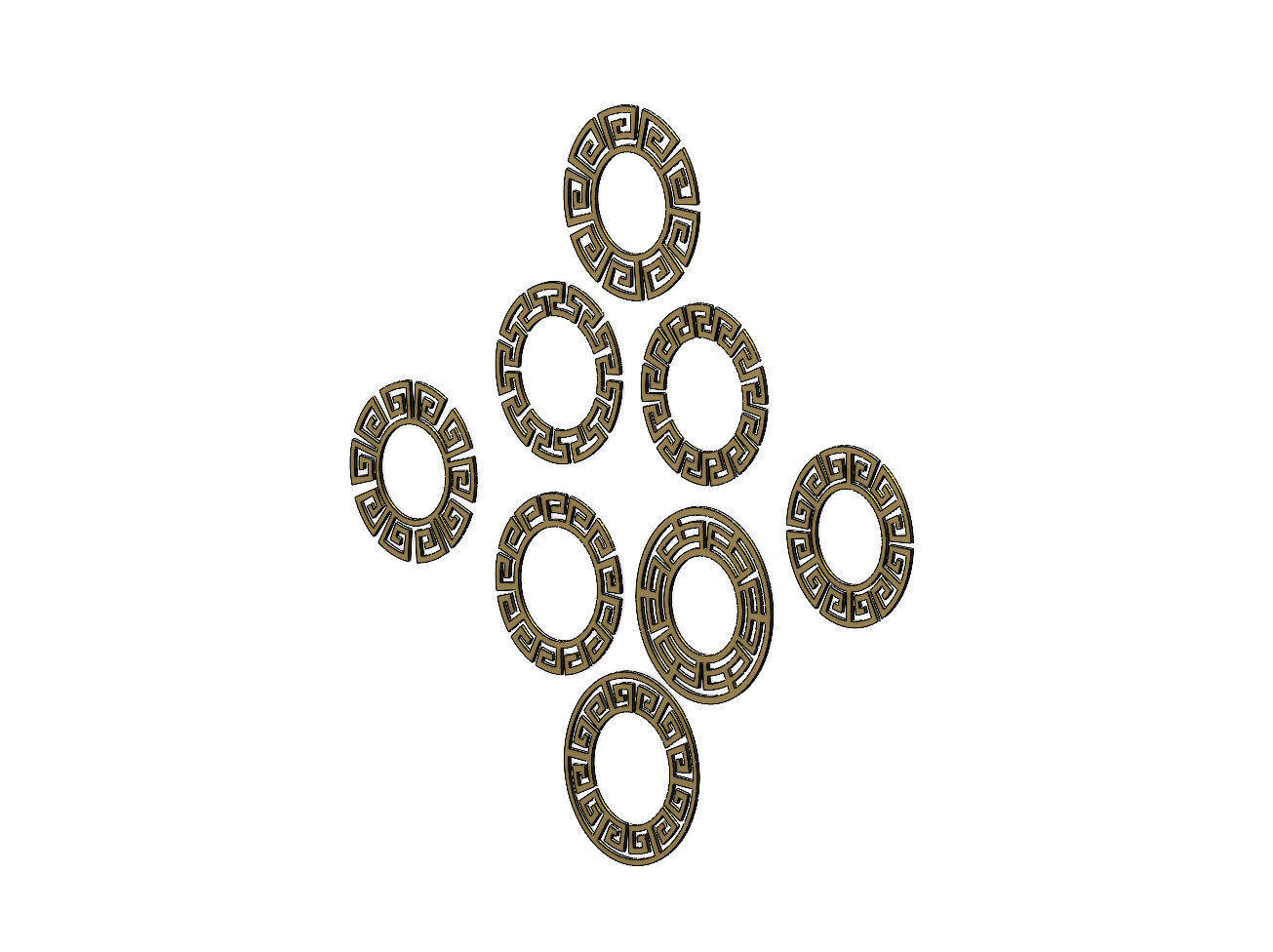 Elliptical Meandre Greek key pattern 3D print model_1