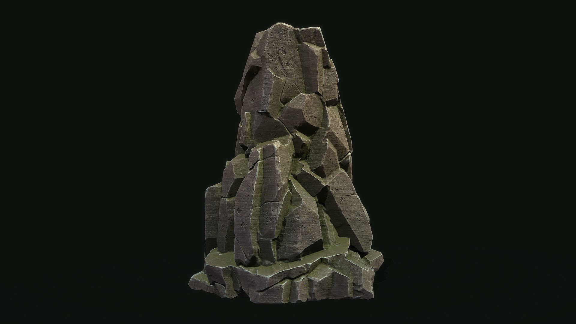 Stylized Gray Stone moss Collection PBR  Low-poly 3D model_3