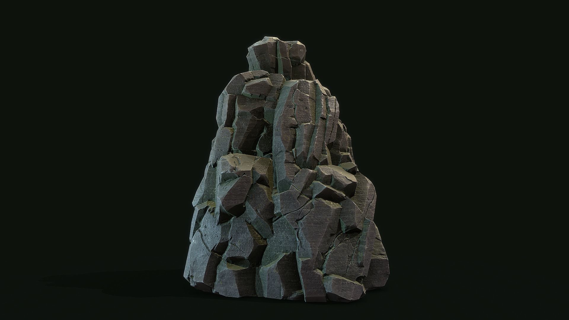 Stylized Gray Stone moss Collection PBR  Low-poly 3D model_6