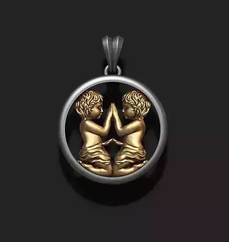Horoscope Gemini twins pendant 3D print model