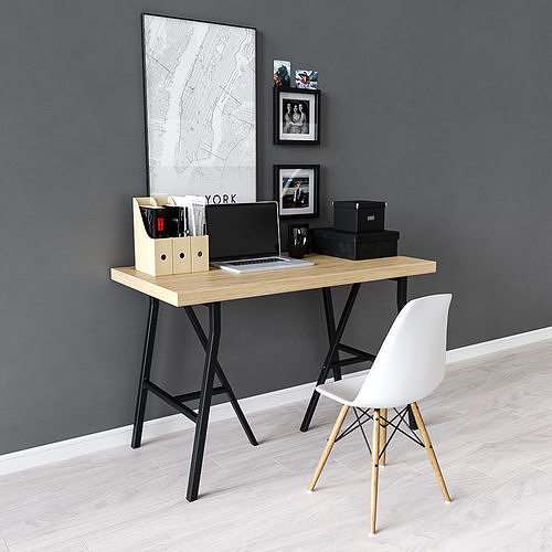 Workplace table ikea LINNMON LERBERG 3D model