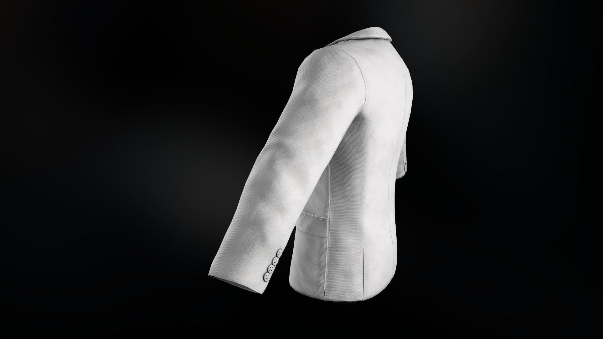 White Blazer Jacket Low-poly 3D model_5