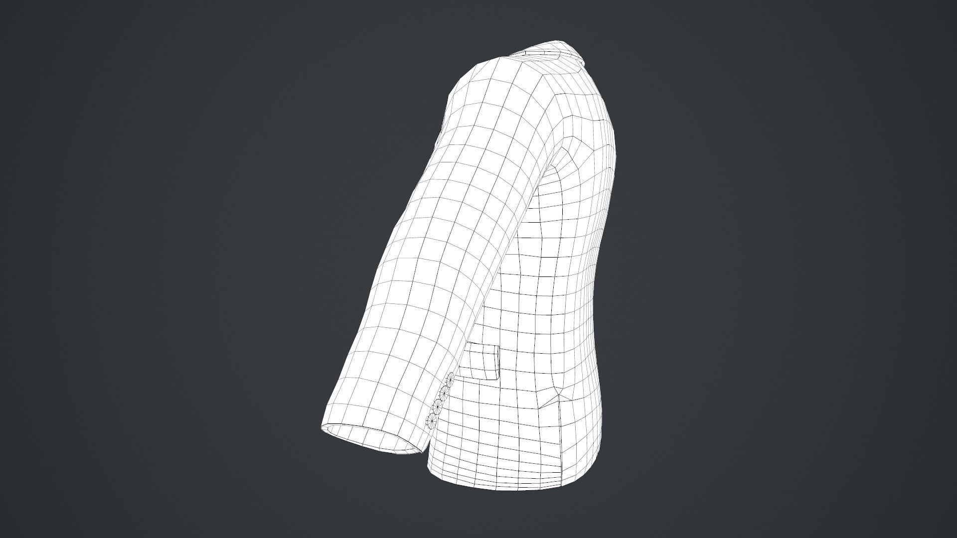 White Blazer Jacket Low-poly 3D model_21