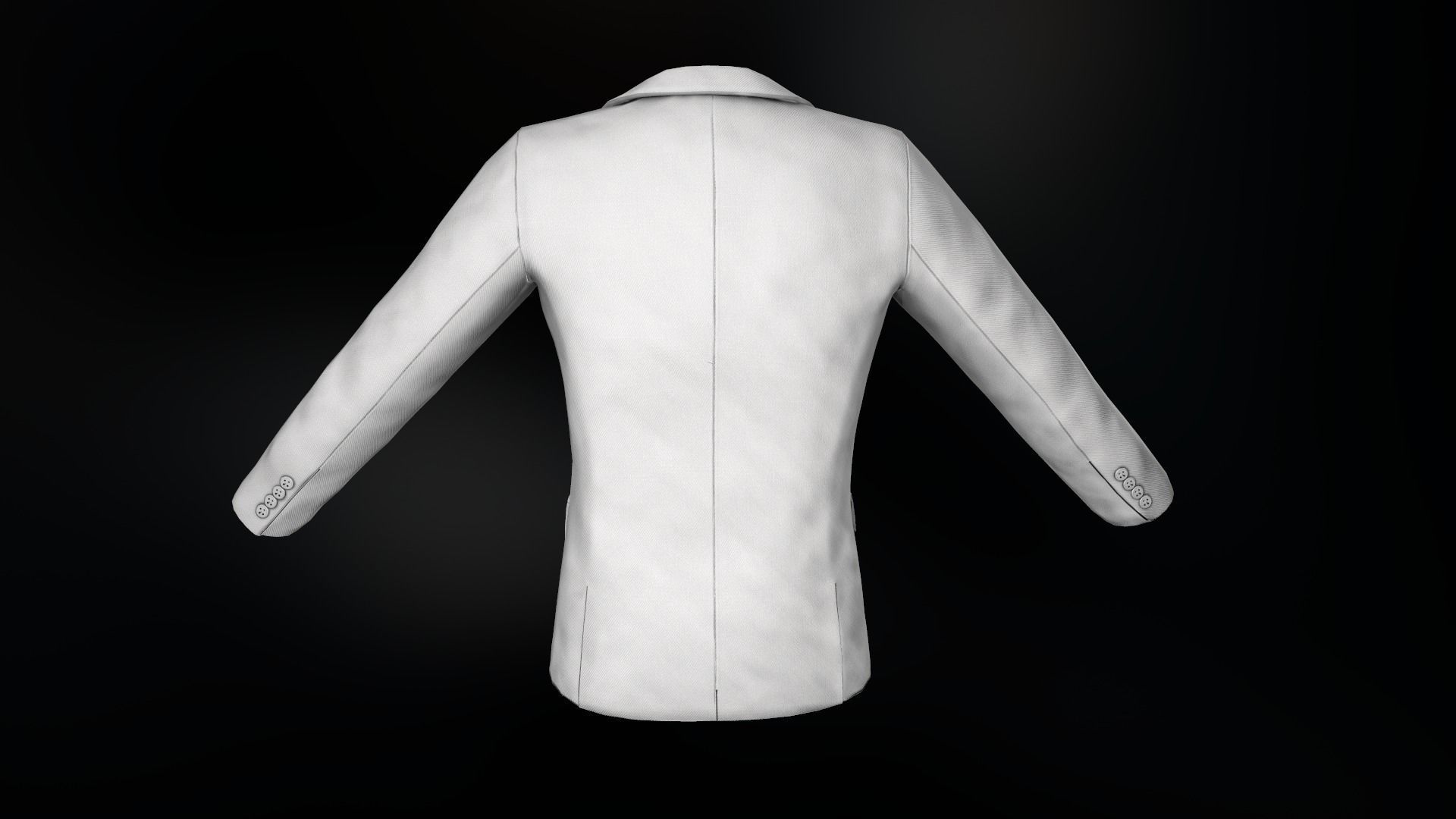 White Blazer Jacket Low-poly 3D model_4