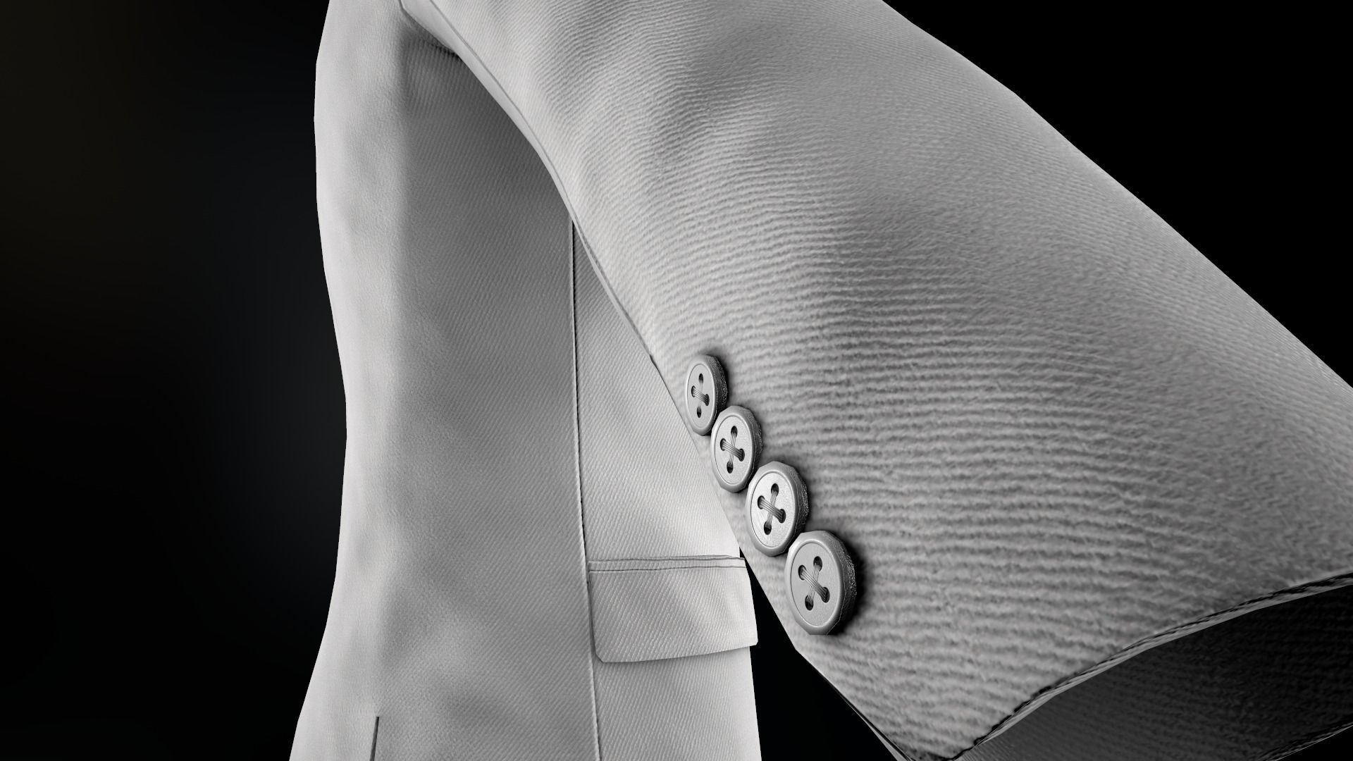 White Blazer Jacket Low-poly 3D model_12