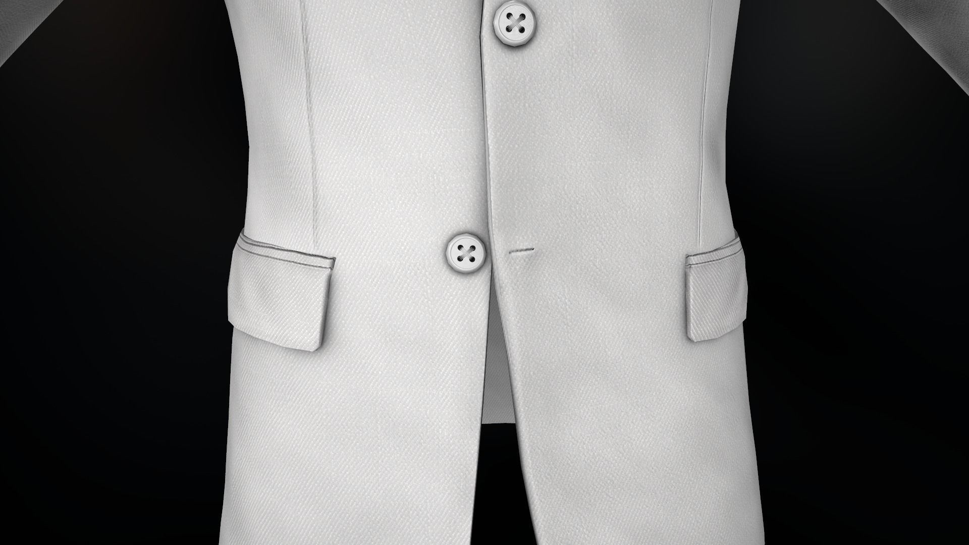 White Blazer Jacket Low-poly 3D model_8