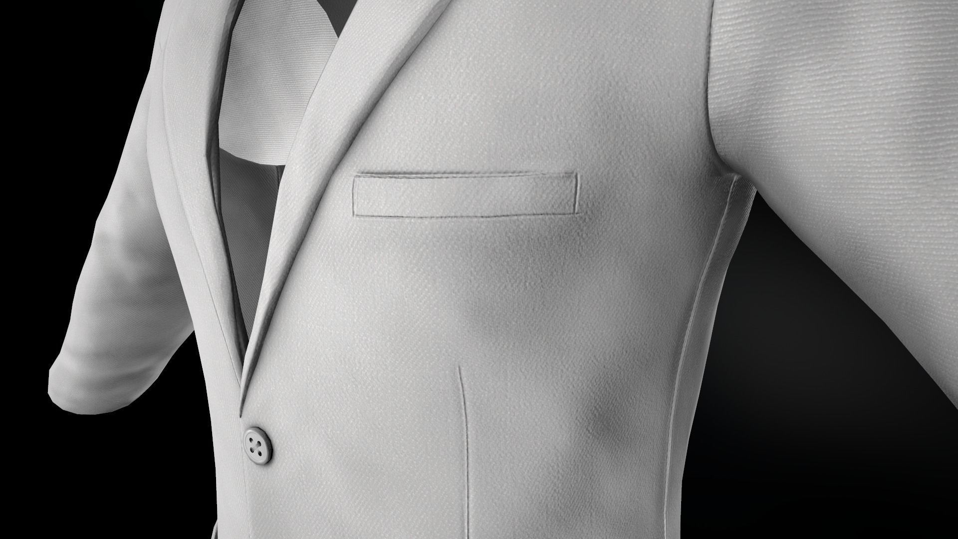 White Blazer Jacket Low-poly 3D model_16