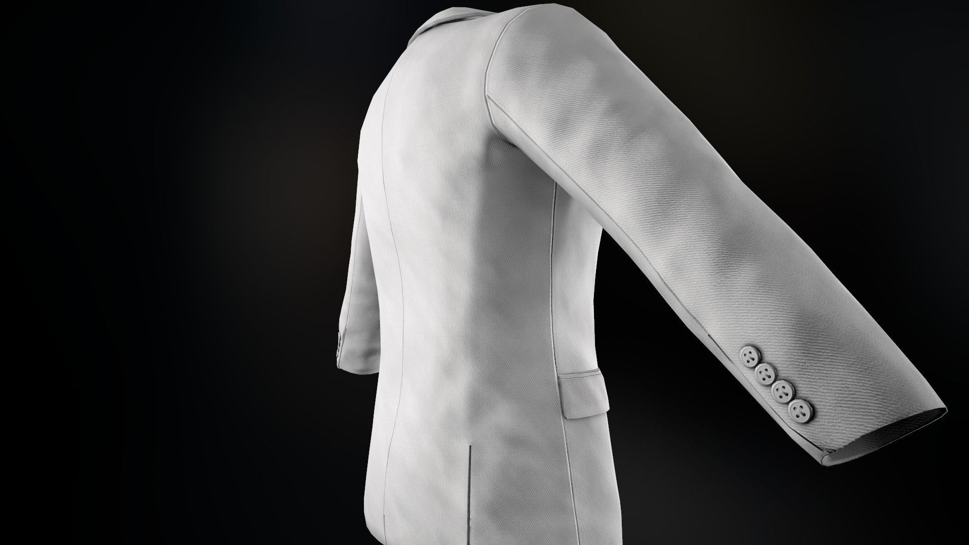 White Blazer Jacket Low-poly 3D model_11