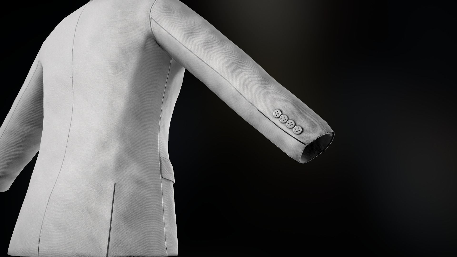 White Blazer Jacket Low-poly 3D model_13