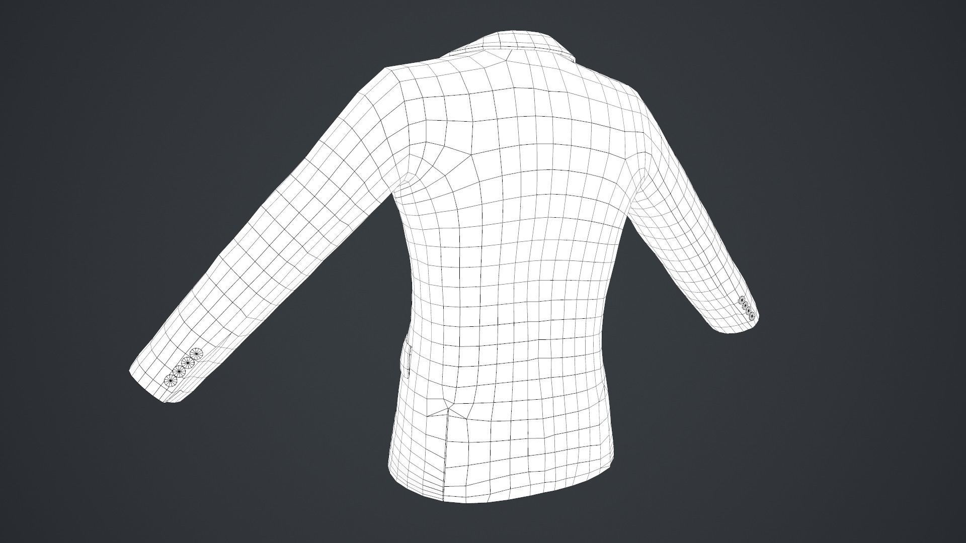 White Blazer Jacket Low-poly 3D model_20