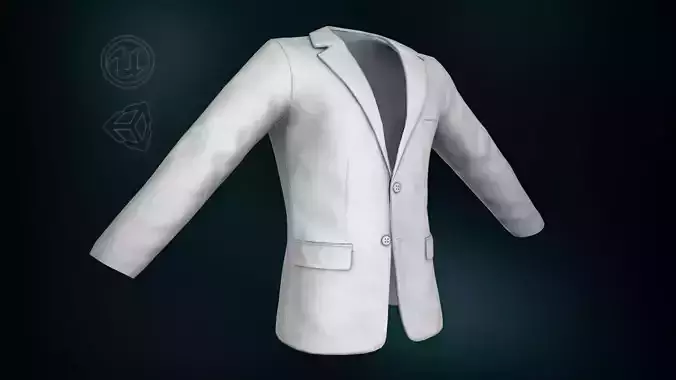 White Blazer Jacket Low-poly 3D model