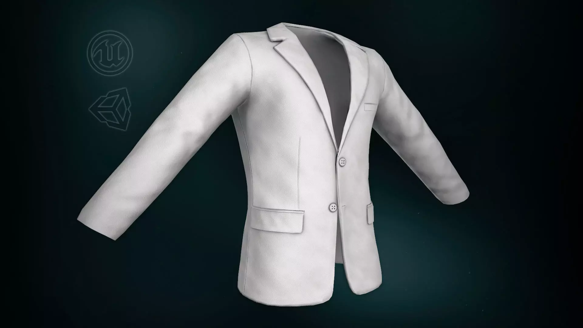 White Blazer Jacket Low-poly 3D model_0