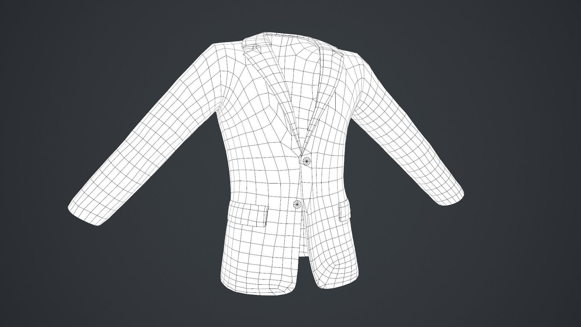White Blazer Jacket Low-poly 3D model_17