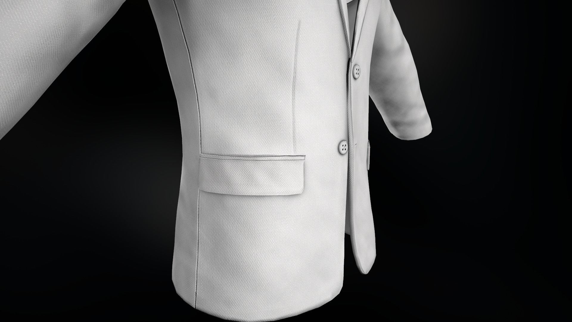 White Blazer Jacket Low-poly 3D model_9