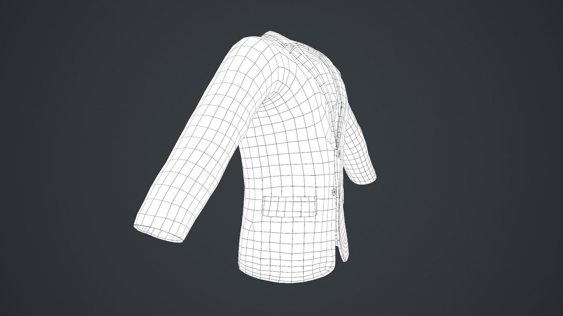 White Blazer Jacket Low-poly 3D model_18