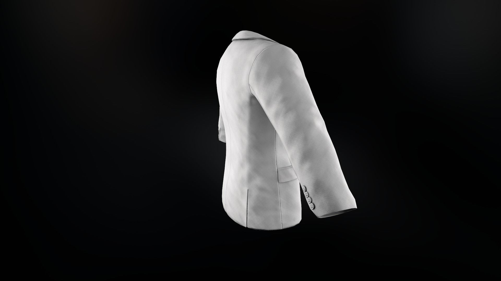 White Blazer Jacket Low-poly 3D model_3