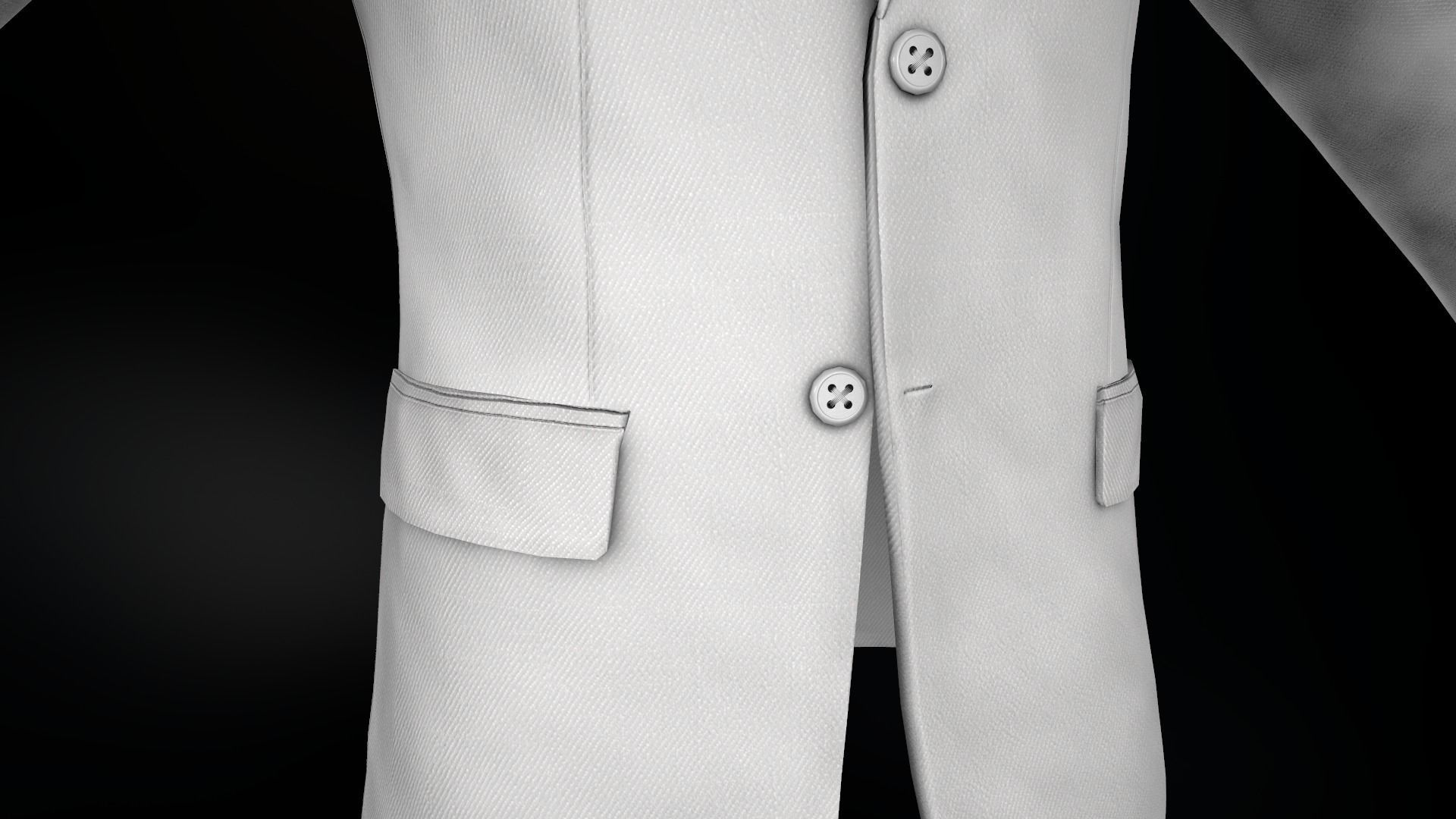 White Blazer Jacket Low-poly 3D model_15