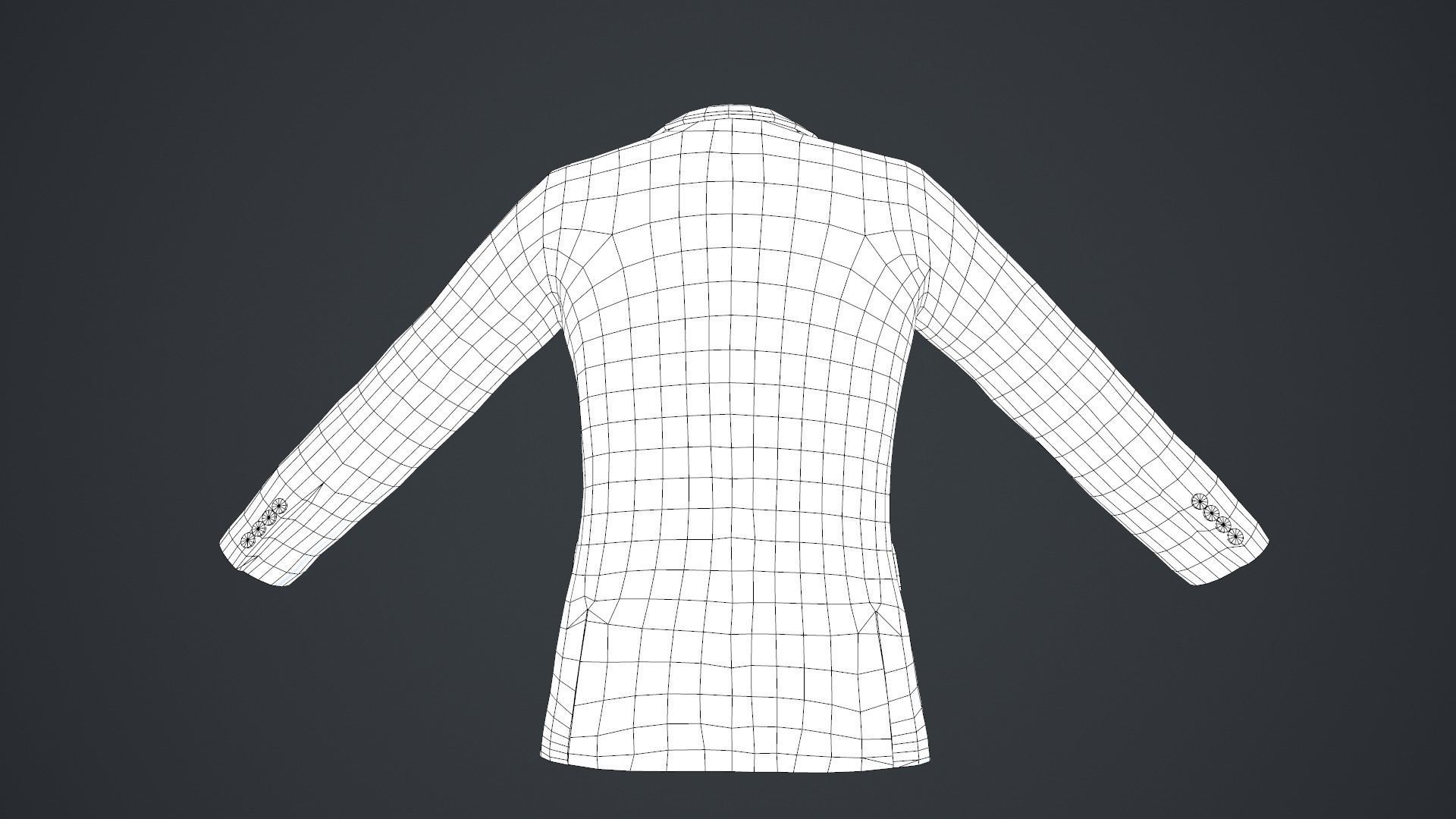 White Blazer Jacket Low-poly 3D model_22