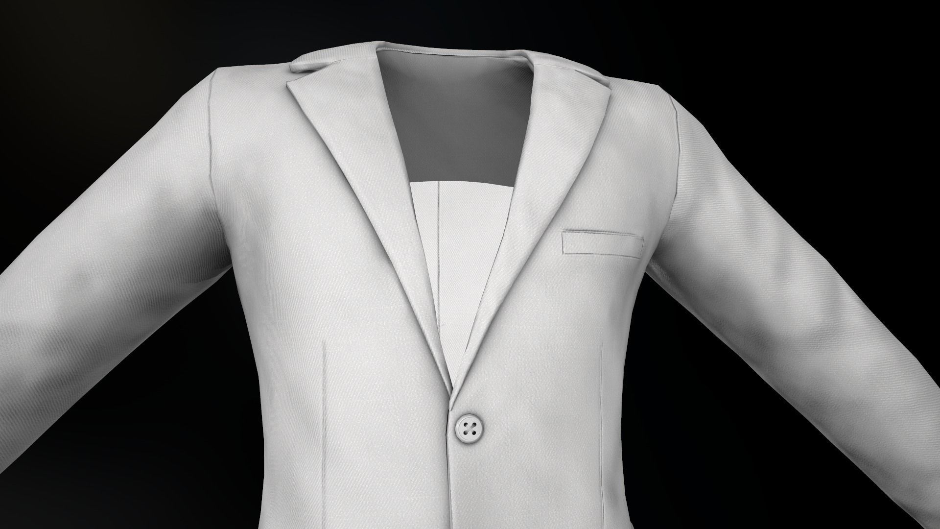 White Blazer Jacket Low-poly 3D model_7