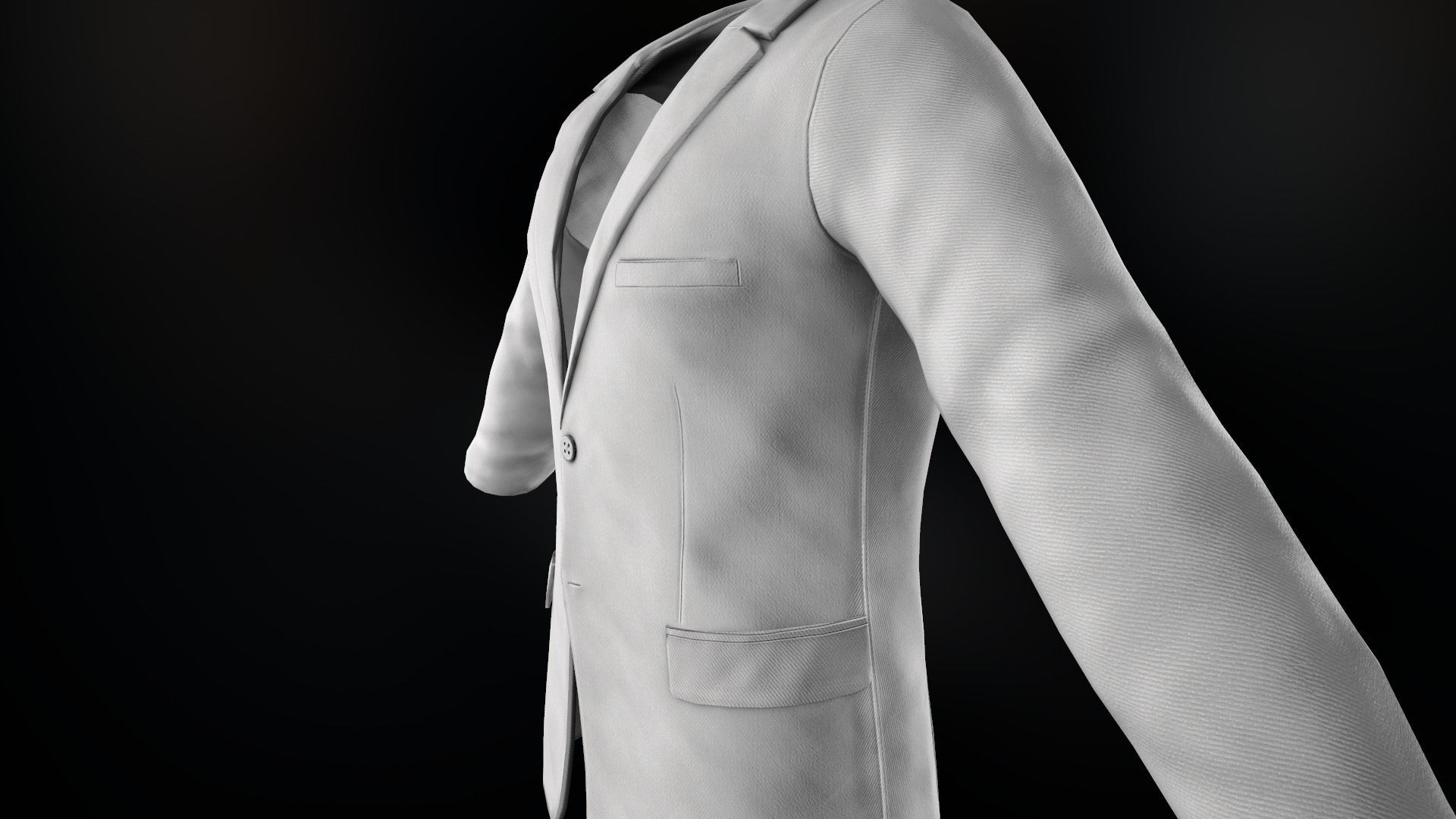 White Blazer Jacket Low-poly 3D model_10