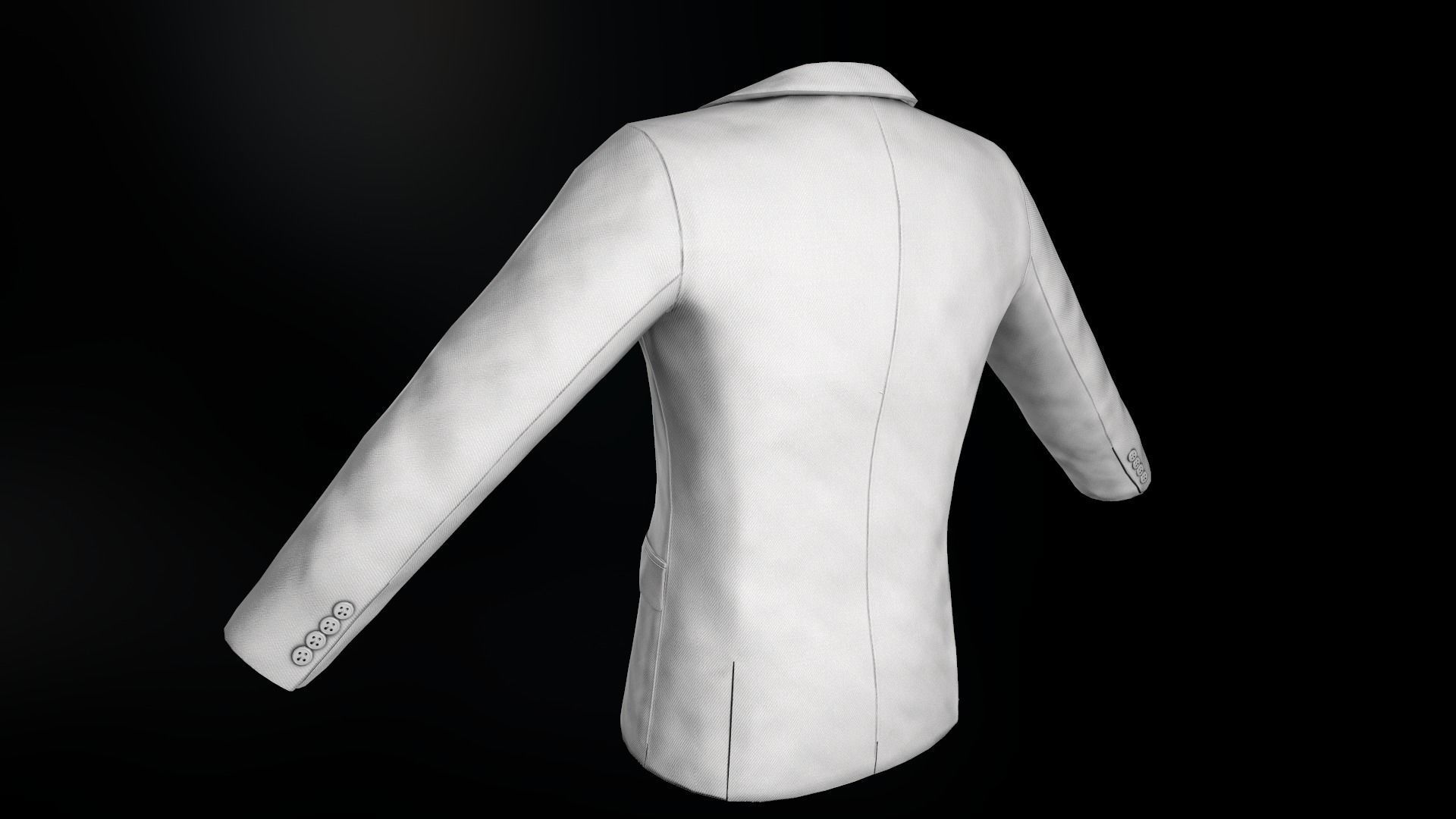 White Blazer Jacket Low-poly 3D model_14