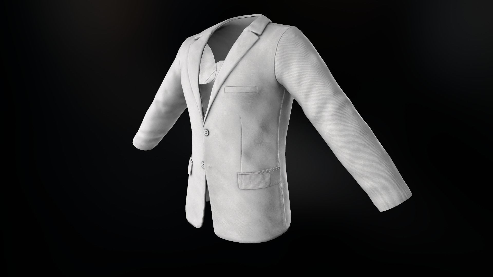 White Blazer Jacket Low-poly 3D model_6