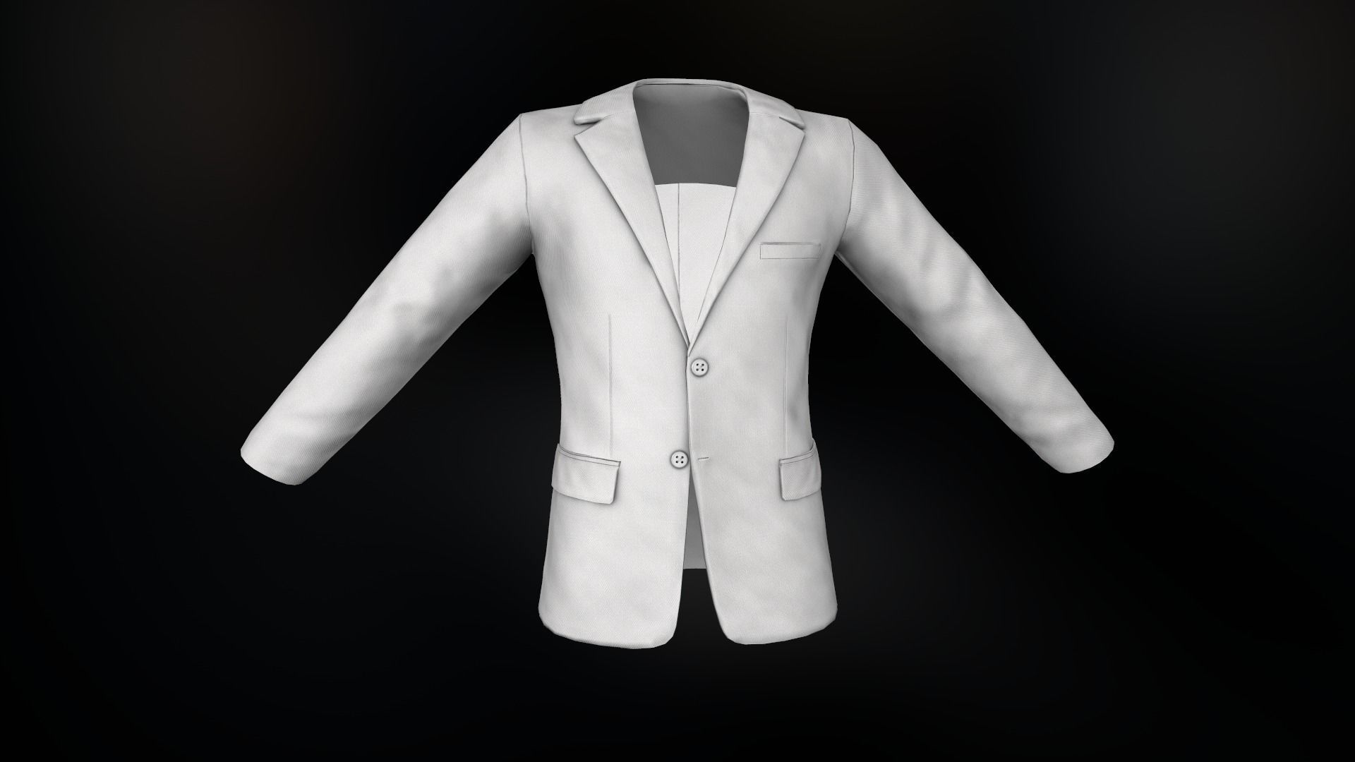 White Blazer Jacket Low-poly 3D model_1