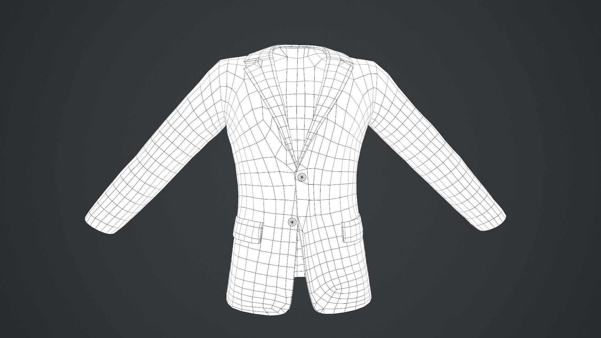 White Blazer Jacket Low-poly 3D model_23