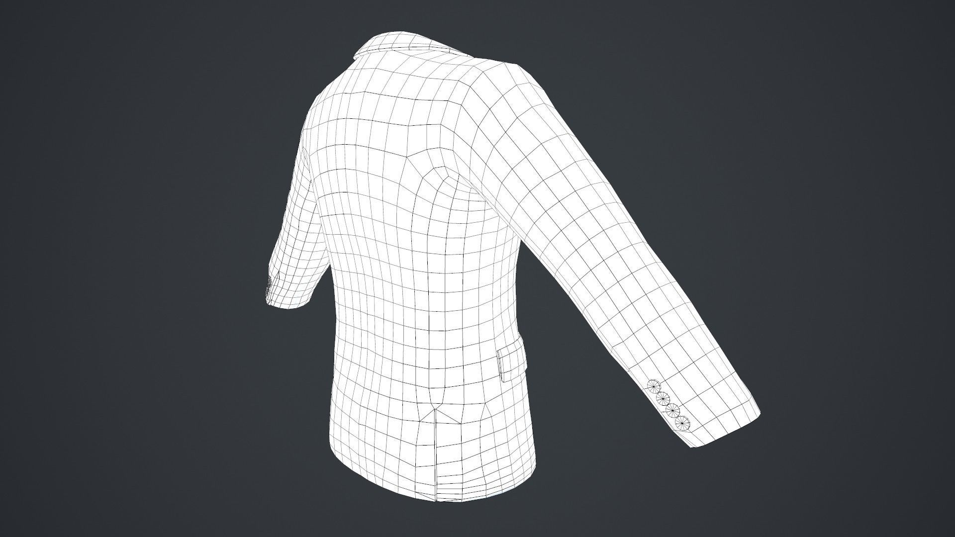 White Blazer Jacket Low-poly 3D model_19