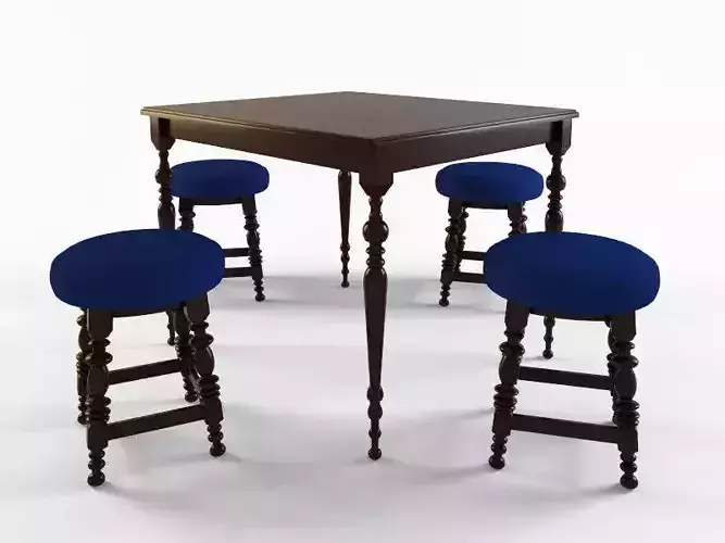 bar table and chairs 3D model